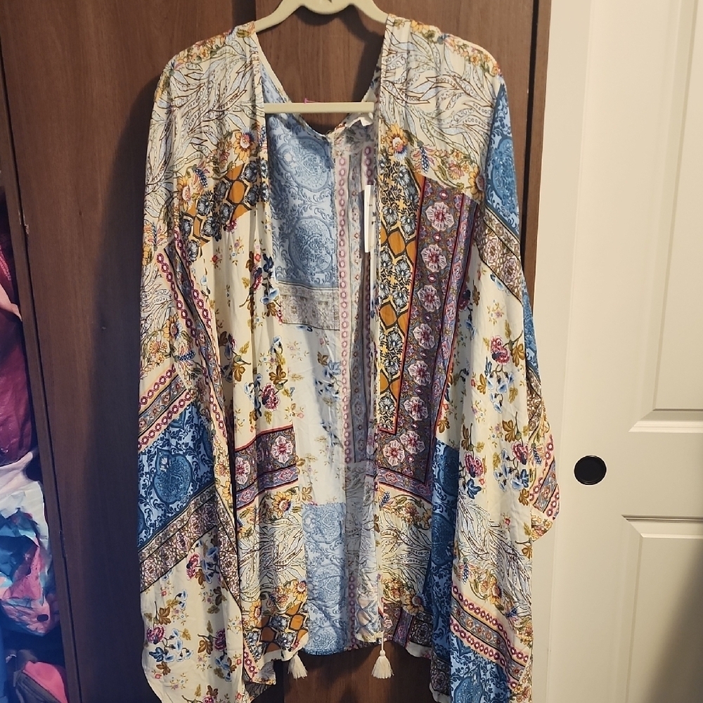 Vanilla Bay Vintage Paisley Floral Kimono Boho Open Cardigan Women’s 3x NWT
